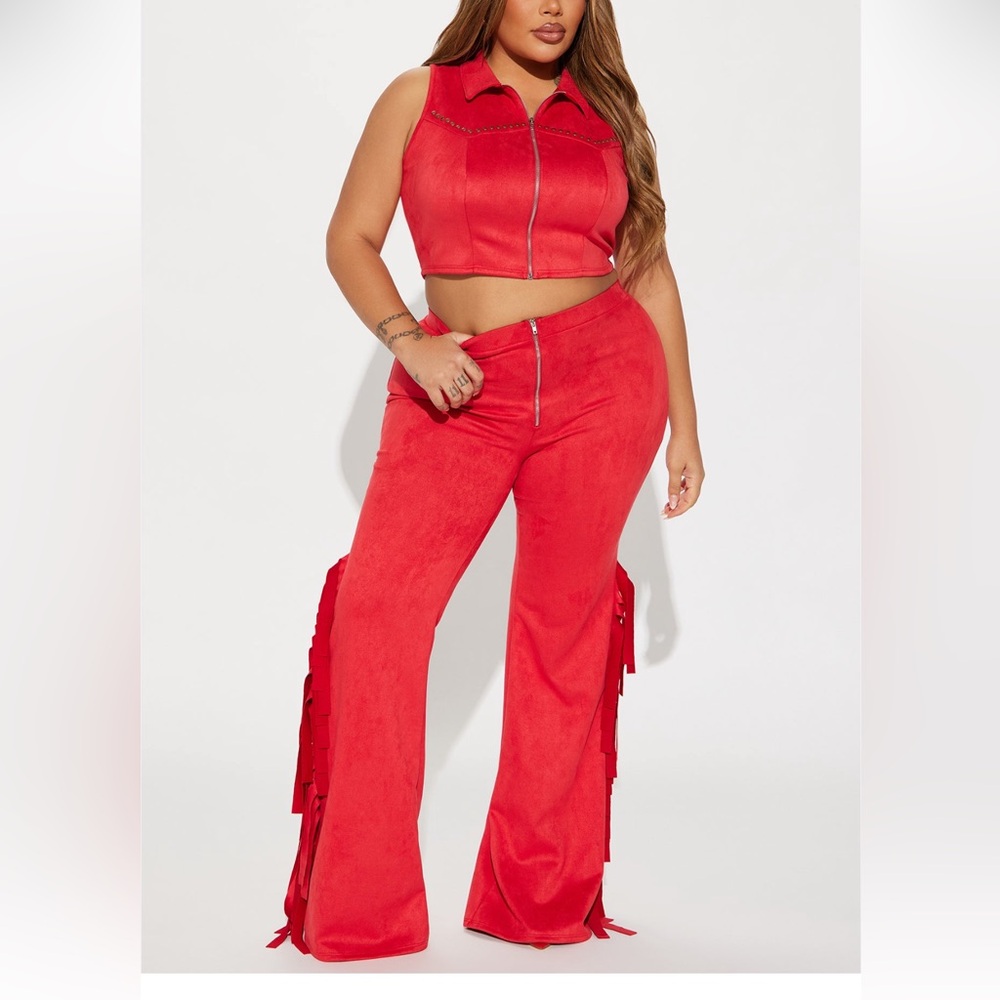 Western Wear: Red Women's Two Piece Set